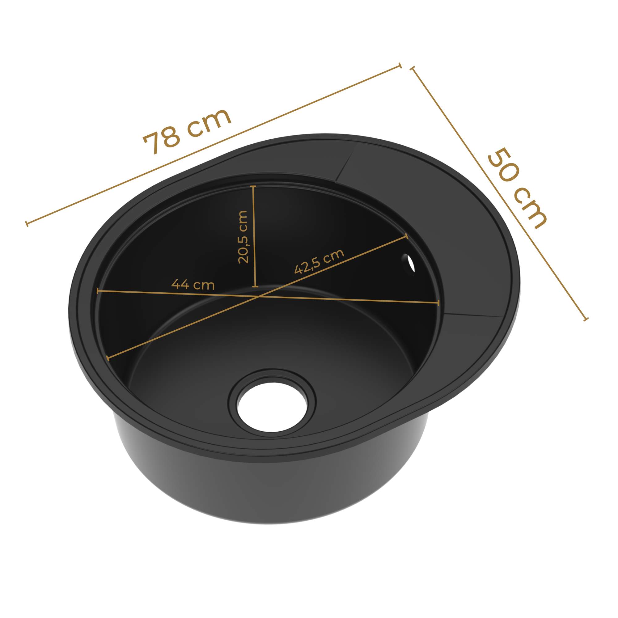 Wymiary - Zlew jednokomorowy Sink Quality Oval